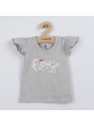 2-részes pamut együttes New Baby Happy Flower szürke