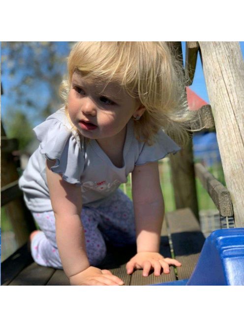 2-részes pamut együttes New Baby Happy Flower szürke