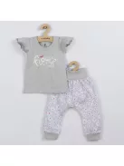 2-részes pamut együttes New Baby Happy Flower szürke