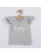 2-részes pamut együttes New Baby Happy Flower szürke