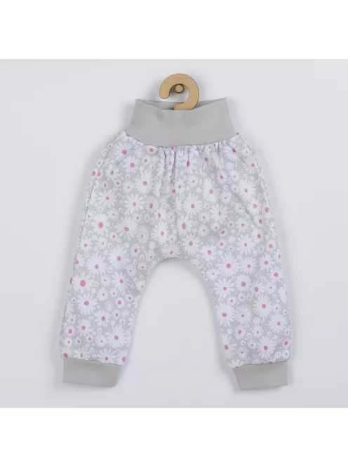 2-részes pamut együttes New Baby Happy Flower szürke