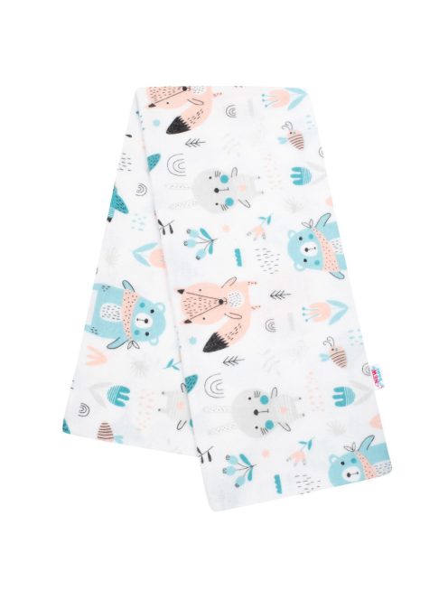 Flanel pelenka nyomtatott mintával New Baby fehér állatkák