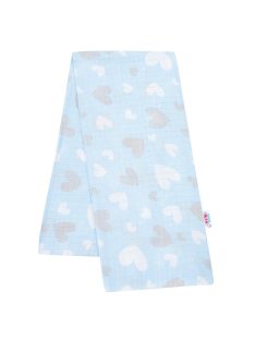   Pamut pelenka nyomtatott mintával New Baby kék szívecskék