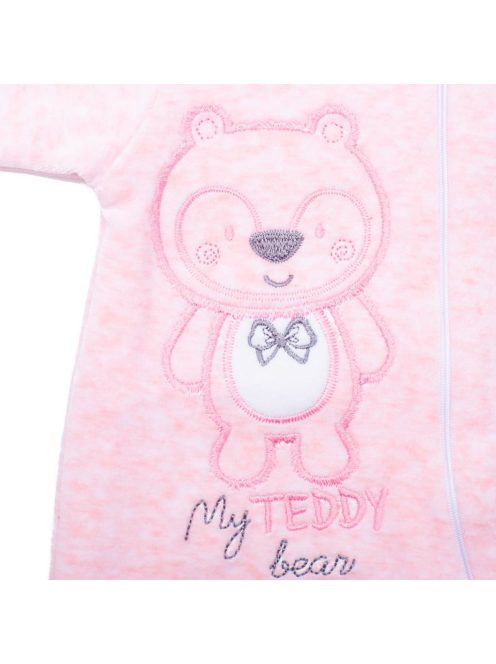 Baba plüss kezeslábas kapucnival New Baby Sweetheart rózsaszín