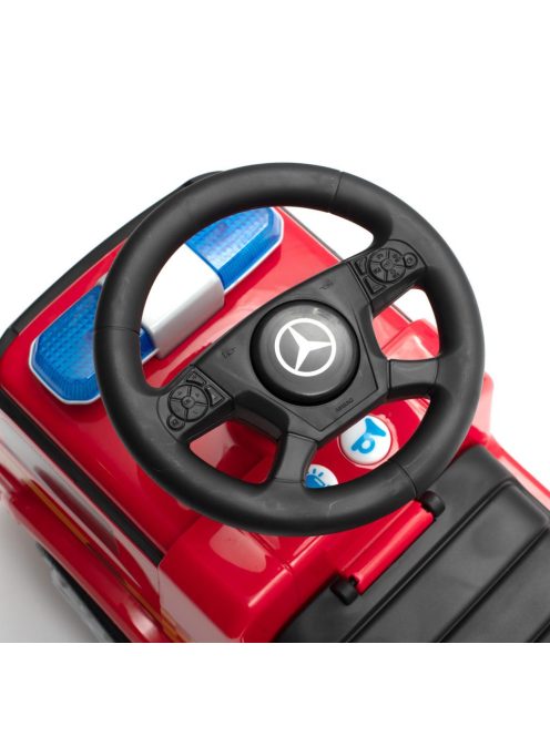 Zenélő bébitaxi Mercedes Baby Mix TŰZOLTÓAUTÓ piros