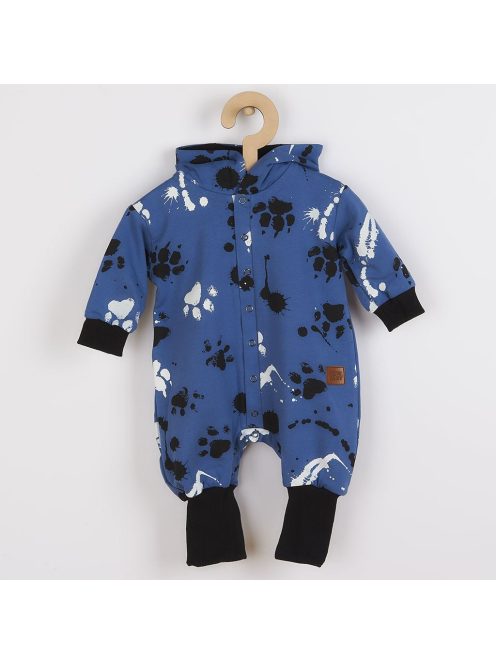 Baba pamut kezeslábas kapucnival fülekkel New Baby mancsát kék
