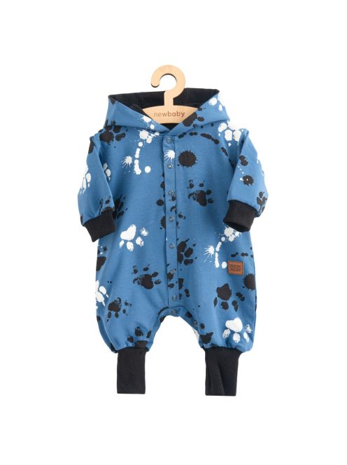Baba pamut kezeslábas kapucnival fülekkel New Baby mancsát kék