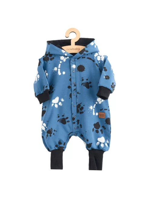 Baba pamut kezeslábas kapucnival fülekkel New Baby mancsát kék
