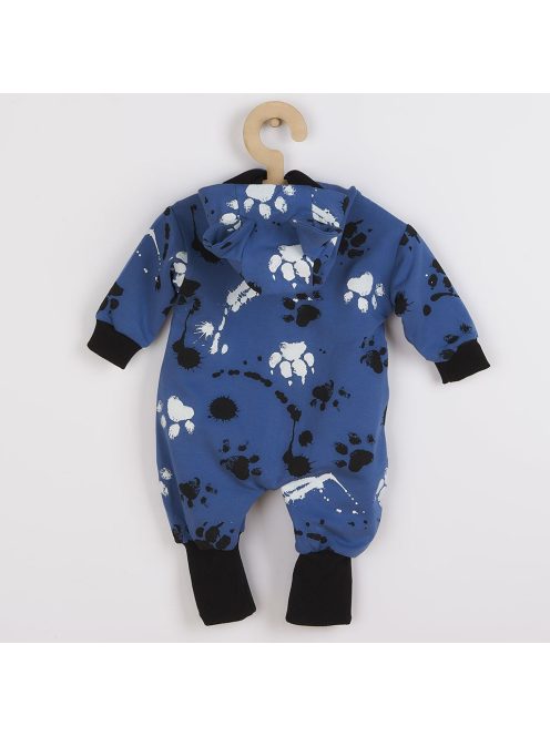 Baba pamut kezeslábas kapucnival fülekkel New Baby mancsát kék