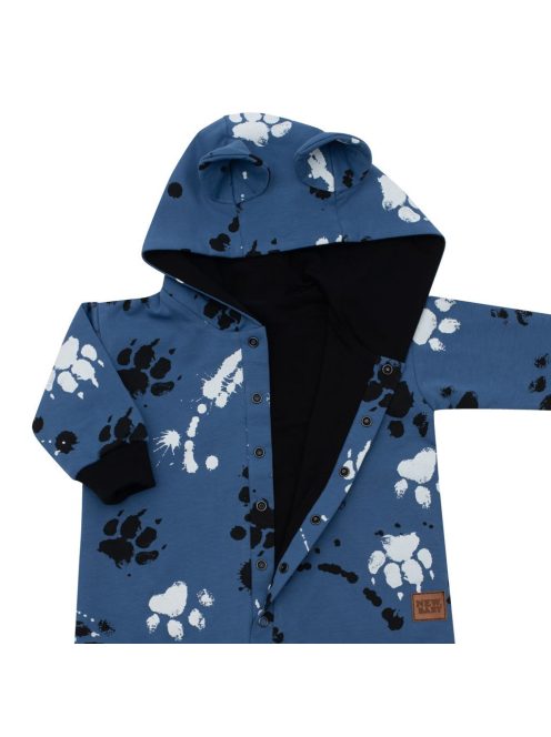 Baba pamut kezeslábas kapucnival fülekkel New Baby mancsát kék