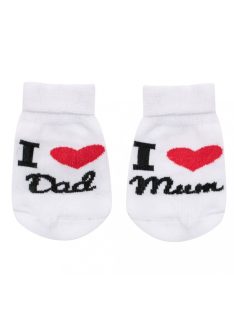 Csecsemő pamut zokni New Baby I Love Mum and Dad fehér