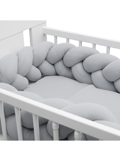 Védő fonott rácsvédő kiságyba muszlin New Baby világos szürke