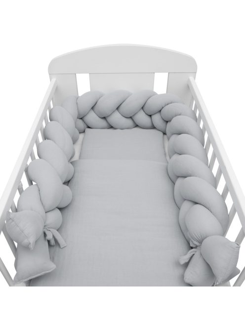 Védő fonott rácsvédő kiságyba muszlin New Baby világos szürke