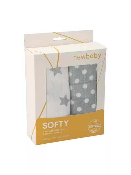 Pamut  tetra fürdőlepedő New Baby Softy 90 x 110 cm 2 db szürke fehér