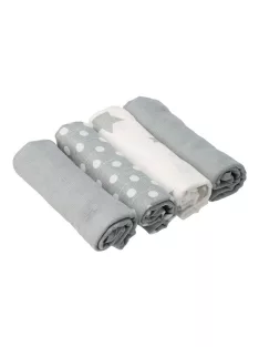   Pamut tetra pelenka New Baby Softy nyomtatott mintával  70 x 70 cm 4 db fehér-szürke