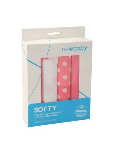   Pamut tetra pelenka New Baby Softy nyomtatott mintával  70 x 70 cm 4 db fehér-rózsaszín