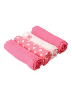   Pamut tetra pelenka New Baby Softy nyomtatott mintával  70 x 70 cm 4 db fehér-rózsaszín