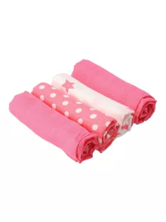   Pamut tetra pelenka New Baby Softy nyomtatott mintával  70 x 70 cm 4 db fehér-rózsaszín