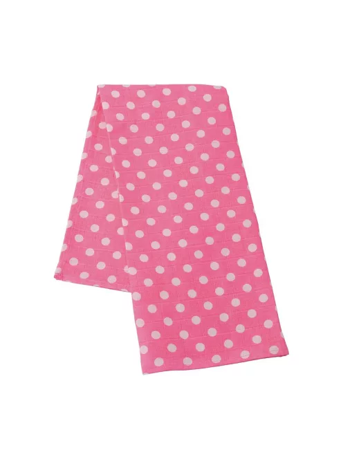 Pamut tetra pelenka New Baby Softy nyomtatott mintával  70 x 70 cm 4 db fehér-rózsaszín