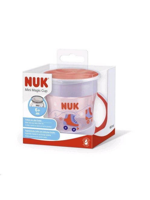 Bájos itató pohár Mini Magic NUK 360° fedéllel piros