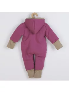   Meleg tavaszi kezeslábas kapucnival New Baby Spring purple-pink