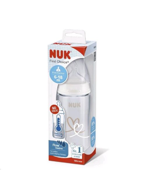 NUK FC+Temperature Control cumisüveg 300 ml BOX-Flow Control szívófej beige