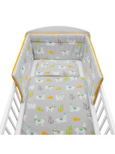   3-részes ágyneműhuzat New Baby 100/135 cm lama szürke-mustárszín