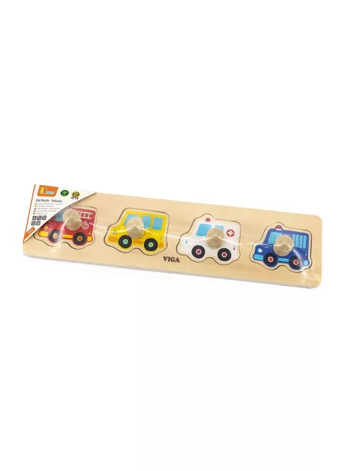 Fa fogantyús formaberakó puzzle Viga Autók