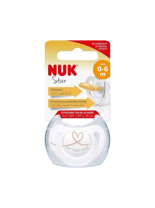 NUK Star baba cumi latex 0–6 h, szívet