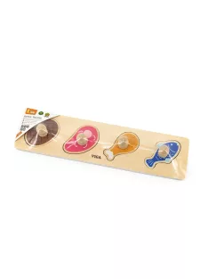 Fa fogantyús formaberakó puzzle Viga Élelmiszer