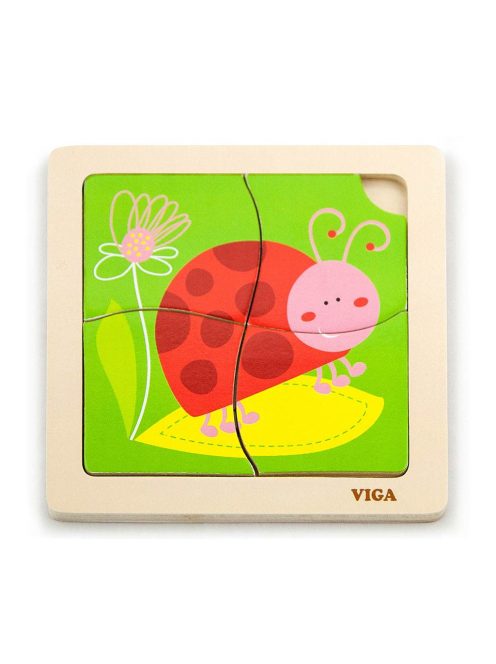 Fa képes kirakó puzzle Viga 4 db Katica