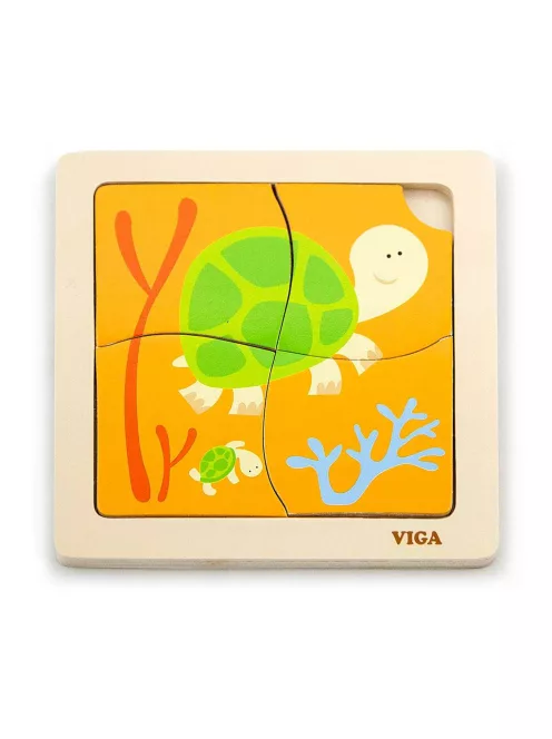 Fa képes kirakó puzzle Viga 4 db teknősbéka