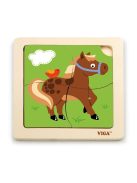 Fa képes kirakó puzzle Viga 4 db lovacska