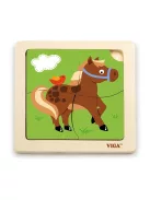 Fa képes kirakó puzzle Viga 4 db lovacska