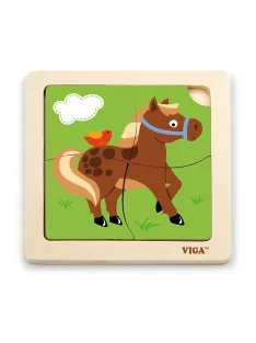 Fa képes kirakó puzzle Viga 4 db lovacska