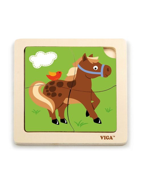 Fa képes kirakó puzzle Viga 4 db lovacska