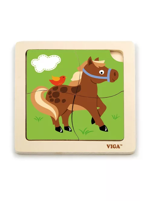 Fa képes kirakó puzzle Viga 4 db lovacska