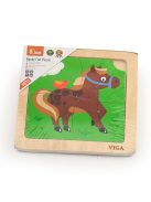 Fa képes kirakó puzzle Viga 4 db lovacska