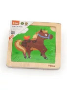 Fa képes kirakó puzzle Viga 4 db lovacska