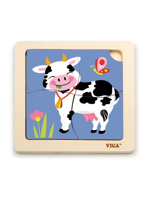 Fa képes kirakó puzzle Viga 4 db tehénke