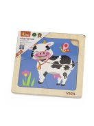 Fa képes kirakó puzzle Viga 4 db tehénke