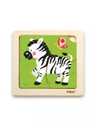 Fa képes kirakó puzzle Viga 4 db Zebra