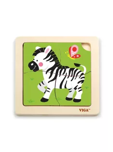 Fa képes kirakó puzzle Viga 4 db Zebra