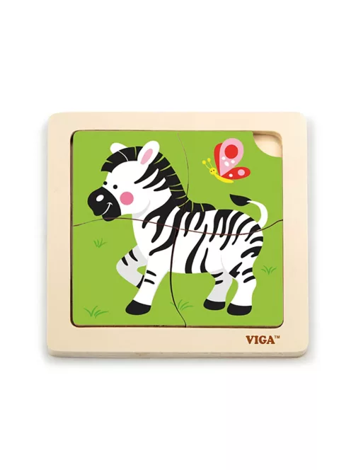 Fa képes kirakó puzzle Viga 4 db Zebra