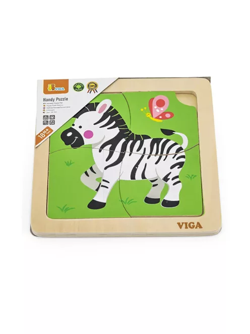 Fa képes kirakó puzzle Viga 4 db Zebra