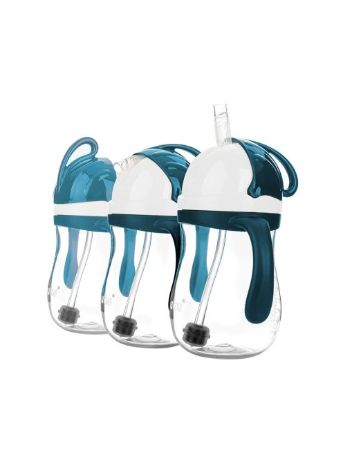 Varázslatos itatópohár szívószállal Akuku 280 ml fehér