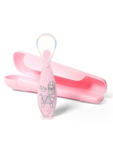 Szilikon kanál tapadókoronggal Baby Ono rózsaszín