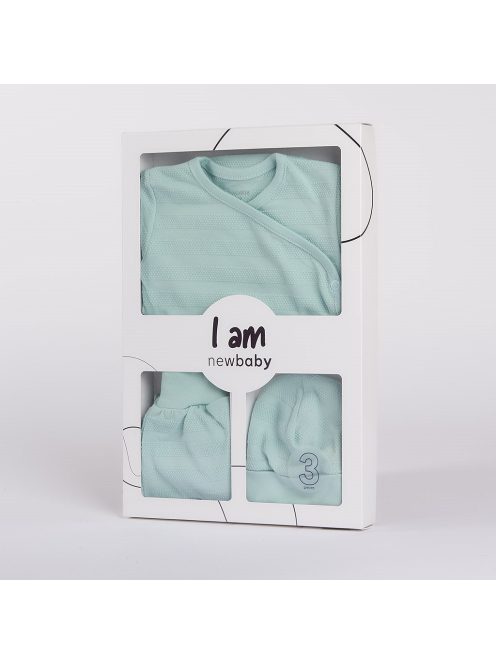 3-részes baba együttes újszülötteknek New Baby I AM kék