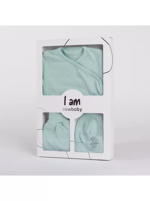 3-részes baba együttes újszülötteknek New Baby I AM kék