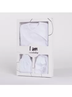   3-részes baba együttes újszülötteknek New Baby I AM fehér